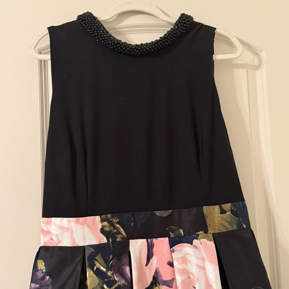SLNY Black Bodice High-Low Dress with Pink & Green Floral Skirt - Picture 3 of 10